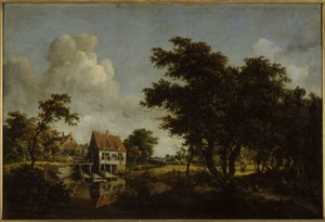 Değirmenler, 1664 ve 1668 yılları arasında (yağlıboya) by Meindert Hobbema