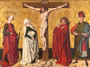 İsa arasında çarmıhta St. Mary ve John, Catherine ve Sebastian by Meister von Großgmain