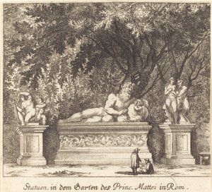 Prens Mattei Bahçeleri, Roma by Melchior Küsel after Johann Wilhelm Baur