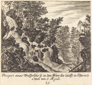 Şelale Görünümü, Avusturya by Melchior Küsel after Johann Wilhelm Baur
