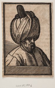 Sarıklı sakallı erkek büstü, sağa doğru 3/4 profil by Melchior Lorck