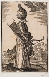 Ayakta okçu, profil sağda by Melchior Lorck