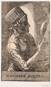 Padişah portresi, aynalı, profil sağda: RAHEME SOLTANE. by Melchior Lorck