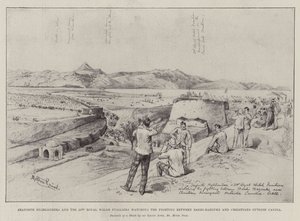 Seaforth Highlanders ve 23. Royal Welsh Fusiliers, Candia dışındaki Bashi-Bazuklar ve Hıristiyanlar arasındaki Mücadeleyi izliyor by Melton Prior