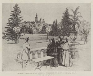 Kraliçe'nin Friedrichshof'taki İmparatoriçe Frederick'i Ziyareti, Majesteleri Kale Terasında by Melton Prior