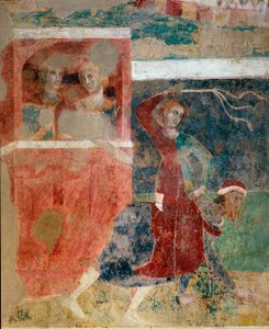Genç bir adamın aşkın gizemlerine girişindeki iniş çıkışlar, ayrıntılar, 14. yüzyılın başları (fresk) by Memmo di Filippuccio