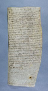 Clovis III ayrıcalığı (682-695) Saint-Denis Manastırına verildi, 691 (parşömen üzerine kalem ve mürekkep) by Merovingian