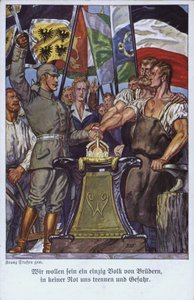 Alman halklarının birliği, propaganda kartpostalı (renkli taş) by Mesopotamian