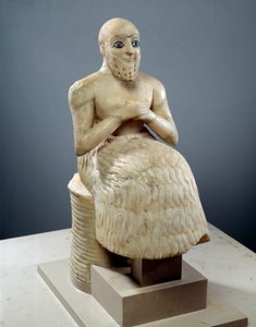 Sanat Mezopotamya: Görevli Ebih-il Heykeli. Albaster, deniz kabuğu, lapis-lazuli ve şist heykeli, MÖ 2500 civarında (Sümer dönemi, MÖ 2900-2200 civarında). Mari