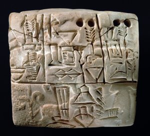 Erken Piktografik çivi yazılı tablet, Mezopotamya, Uruk, c.3100-2900 M.Ö. (kil)