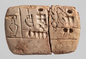 Erken Piktografik çivi yazılı tablet, Mezopotamya, Uruk, c.3100-2900 M.Ö. (kil)