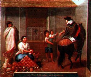 Bir pazar sahnesi by Mexican School