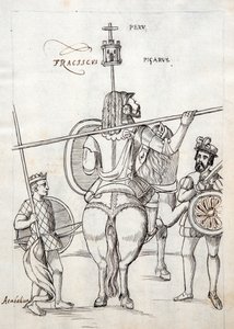 MS Hunter 242 f.248r Picarus veya Pizarro ve savaş atı, Diego Munoz Camargo