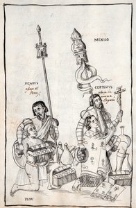 MS Hunter 242 f.248v Picarus (Pizarro) Peru ve Cortesius (Cortes) Nueva Espana