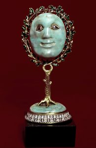 Meksika sanatı: turkuaz hamurlu, elmas gözlü yüz maskesi. 17. yüzyıl Floransa, museo degli argenti by Mexican School