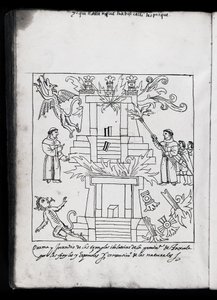 Ms Hunter 242 f.240v Franciscans yanan tapınaklar, Historia de Tlaxcala