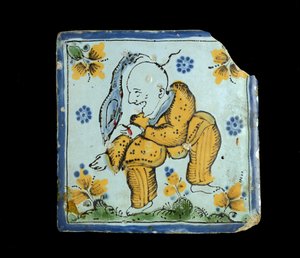 Bir grotesk Çinli adamla Çini, c. 1800 by Mexican School