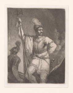Teber ve kask ile asker Michał Płoński