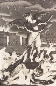 John Miltons Paradise Lost için çizim, 1688. by Michael Burghers