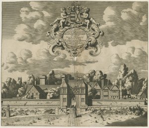 Sandon Hall: gravür, nd [1653-1686] (baskı) by Michael Burghers