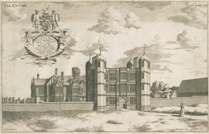 Tixall Hall ve Gatehouse: bakır levha gravür, nd [1686] (baskı) by Michael Burghers