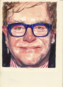 Elton John (suluboya) by Michael Frith