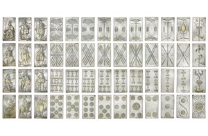 Dört İtalyan takımında kazınmış 52 iskambil kağıdından oluşan son derece nadir bir set, Augsburg by Michael Froemmer