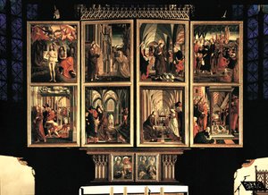 Aziz Wolfgang Sunağı, kapalı iç panjur çiftleri. 8 sahne (resim) by Michael Pacher