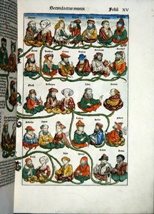Soy ağacı, Hartmann Schedel (1440-1514) 1493 (renkli gravür) tarafından 