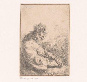 Bir sandalyede uyuyan yaşlı adam by Michael Willmann (attributed to)