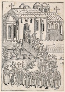 İsa bir hacı selamlıyor, c1491 by Michael Wolgemut