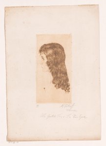 Uzun saçlı ve profilli kızın kafası by Michal Portnoff (signed by artist)