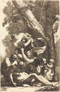 İki Faun Tarafından Desteklenen Sarhoş Silenus by Michel Dorigny