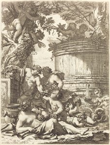 Üzümlü Putti ve Oturan Bacchante by Michel Dorigny