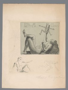 Ekslibris van Emil W. Netter by Michel Fingesten (signed by artist)