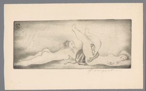 Exlibris van Gianni Mantero MG (nesne üzerindeki başlık) by Michel Fingesten (signed by artist)
