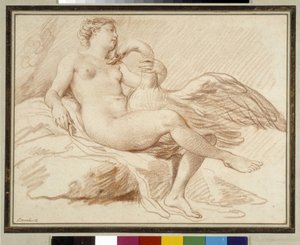 Leda ve kuğu (sanguine) by Michel Honore Bounieu