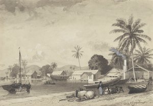 Corbeaux Kasabası, İspanya Limanı by Michel Jean Cazabon