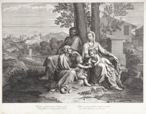 Elizabeth ve Vaftizci Yahya ile Kutsal Aile by Michel Natalis