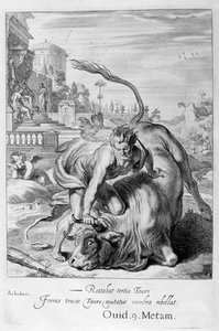 Boğa şeklindeki Achelous, Herkül tarafından yenildi, 1655 by Michel de Marolles