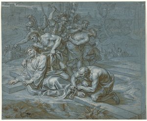 İsa Çarmıhta Soyunmuş, 1680 dolayları (tebeşir üzerine kalem ve mürekkep ve kağıt üzerine kurşun kalem)