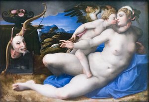 Michelangelo Buonarroti'den sonra Venüs ve Aşk Tanrısı (panel üzerine yağ)