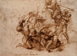 Bir Savaş Sahnesi, 16. yüzyılın başlarında. by Michelangelo Buonarroti