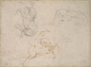 Bir Süvari şarjı ve diğer Çalışmalar, 16. yüzyıl by Michelangelo Buonarroti