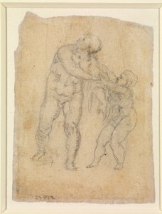 Aeneas ve Bir Çocuk (verso), n.d. (kağıt üzerine kurşun kalem) [bkz. 5934522] by Michelangelo Buonarroti
