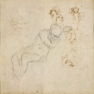Recto: Sekiz Figür Çalışmaları. Verso: Şekil Çalışması, c1490-1560 by Michelangelo Buonarroti