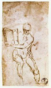 Sistine Şapeli Tavanı (1508-12): Peygamberlerden biri için eskiz (kalem ve kahverengi mürekkep) by Michelangelo Buonarroti