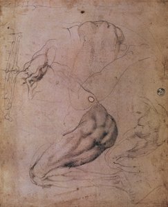 Sistine Şapeli Tavanı (1508-12): The Original Sin sahnesinden Havva figürünün eskizleri (kağıt üzerinde karakalem) by Michelangelo Buonarroti