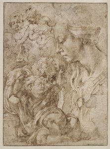 Vaftizci Yahya ile Kutsal Aile Çalışmaları, 1505 by Michelangelo Buonarroti