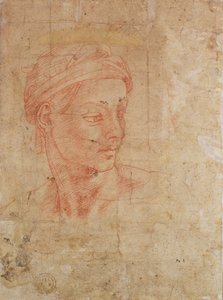 Bir Kafa Çalışması (kağıt üzerinde kırmızı tebeşir) by Michelangelo Buonarroti